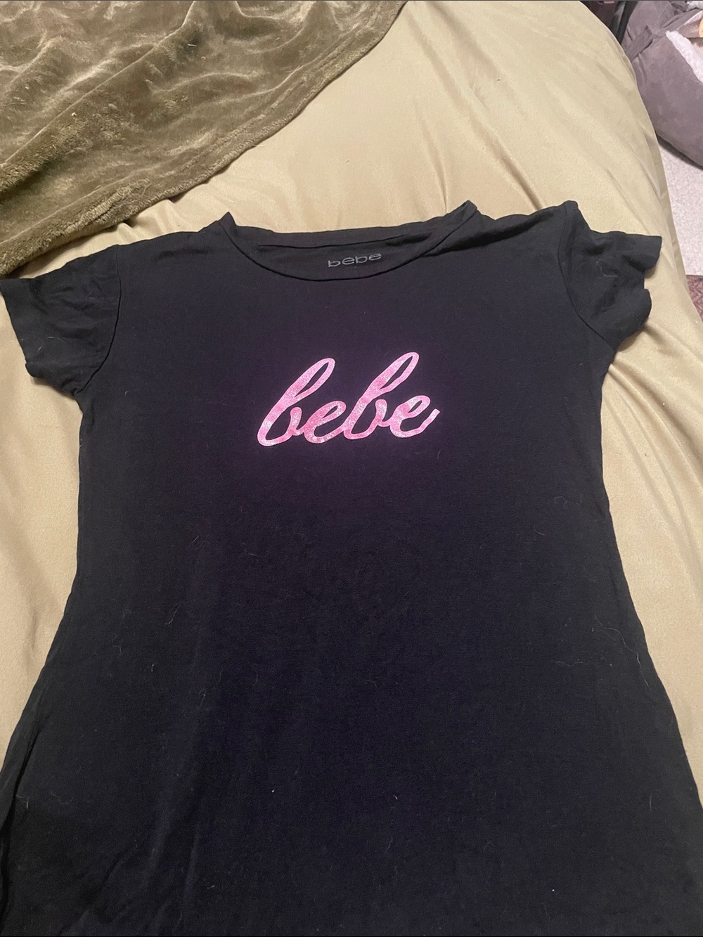 Bebe Black T-Shirt with Pink Logo